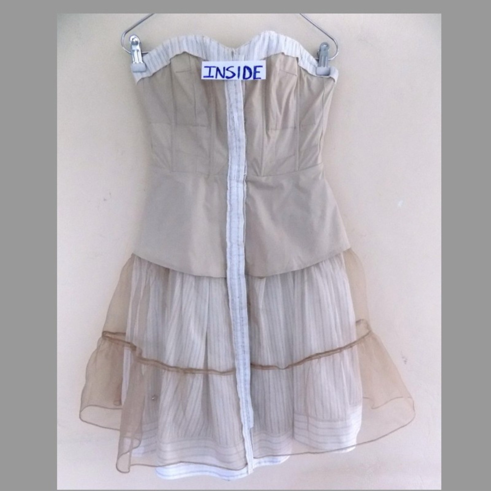 Byron Lars Strapless Dress in Cream and Gray - Picture 5 of 7